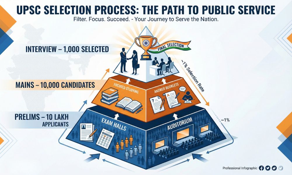 UPSC Prelims vs Mains vs Interview Pyramid